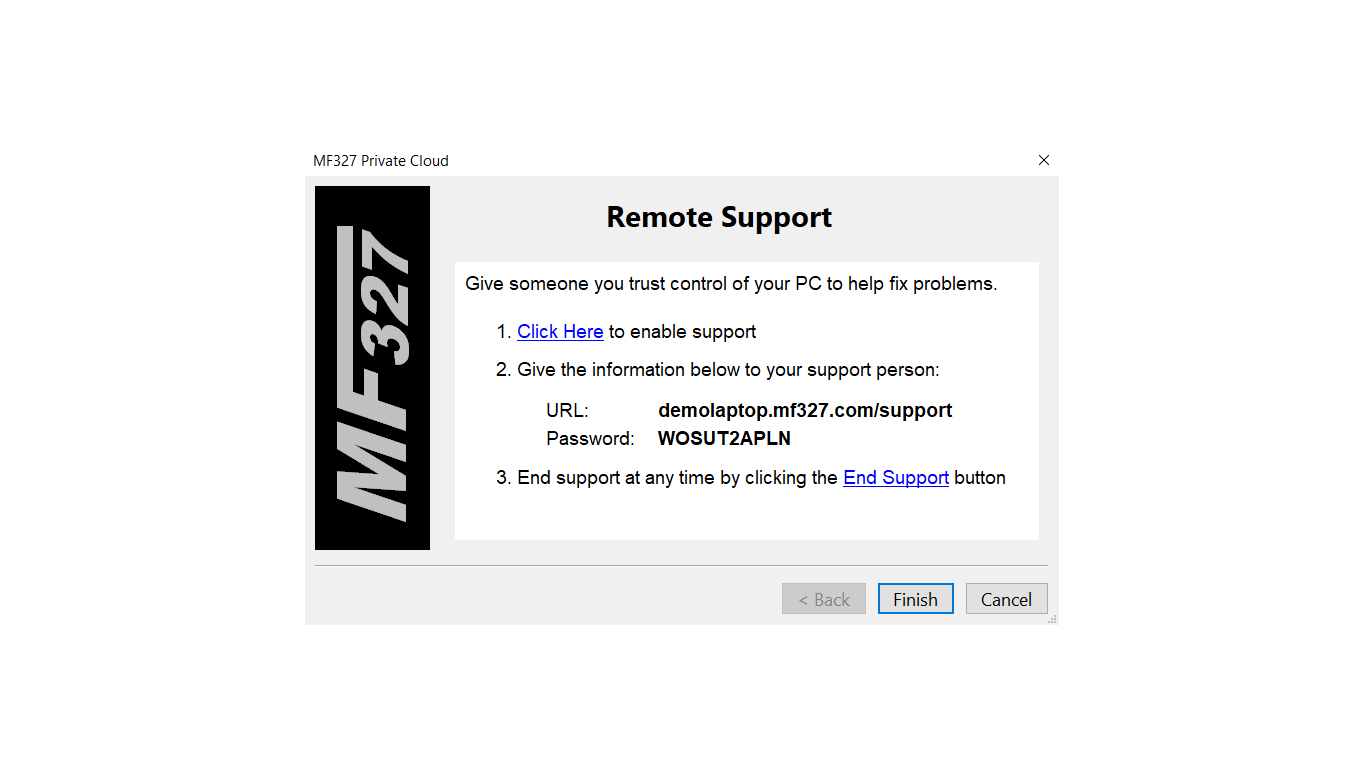 Remote Support Dialog